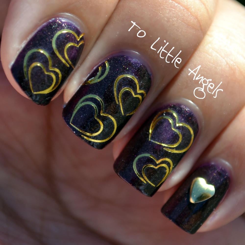 Double Heart - Nail Art Decal- Blue63